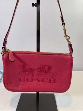 Coach J2122-C4653 Nolita 19 Pink Pebbled Leather Horse & Carriage Shoulder Bag